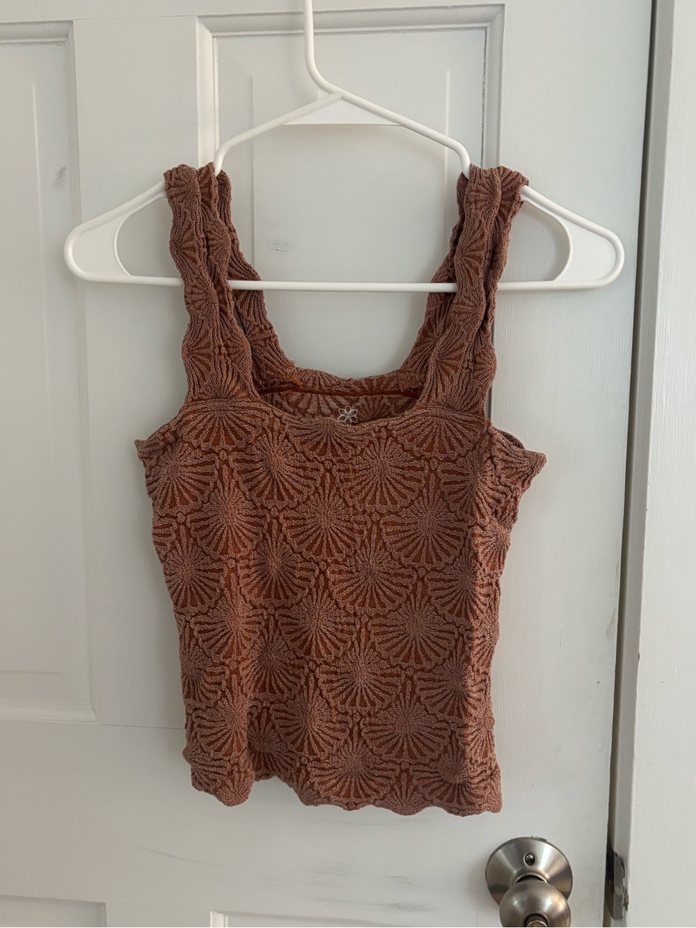 Aura Rust Brown Textured Tank Top